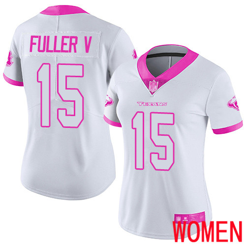 Houston Texans Limited White Pink Women Will Fuller V Jersey NFL Football #15 Rush Fashion->houston texans->NFL Jersey